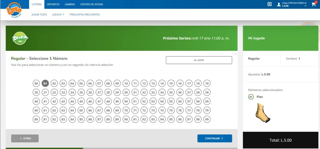 interface de juego para comprar diaria en linea